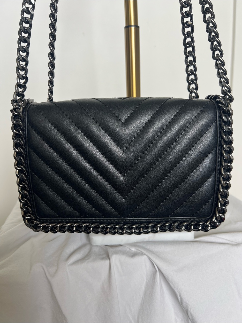 Black Quilted Chain Shoulder Bag - Women's Crossbody